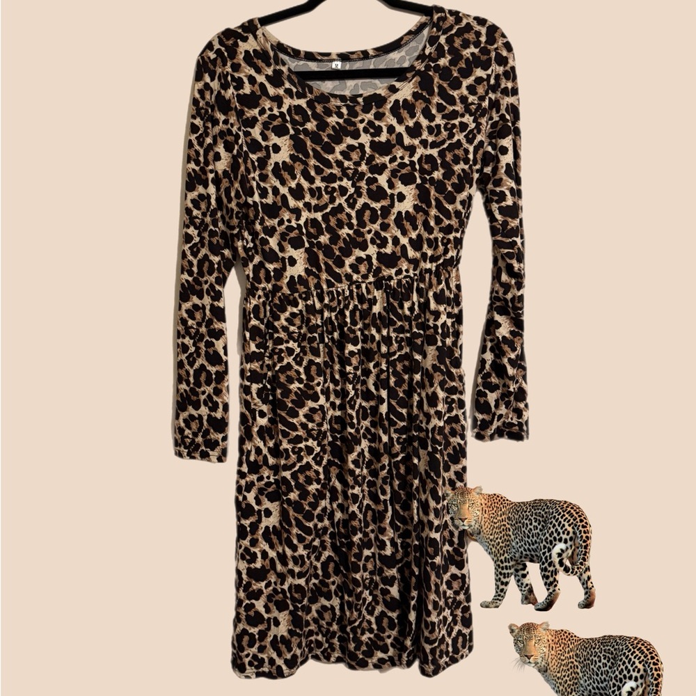 Leopard Print Long Sleeve Dress
